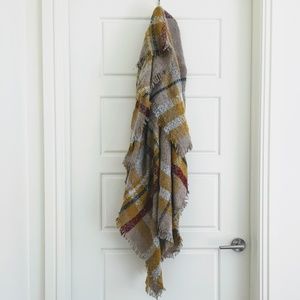 Plaid Blanket Scarf in fuzzy nubby knit
